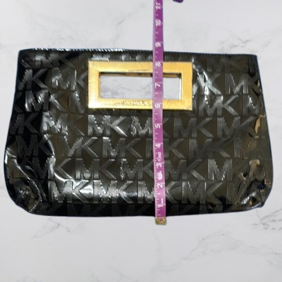 Michael Kors Black Glossy Clutch with Gold Accent - Picture 7 of 10